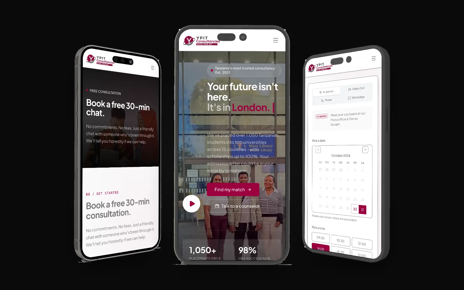 YPIT Consultancies on three phones