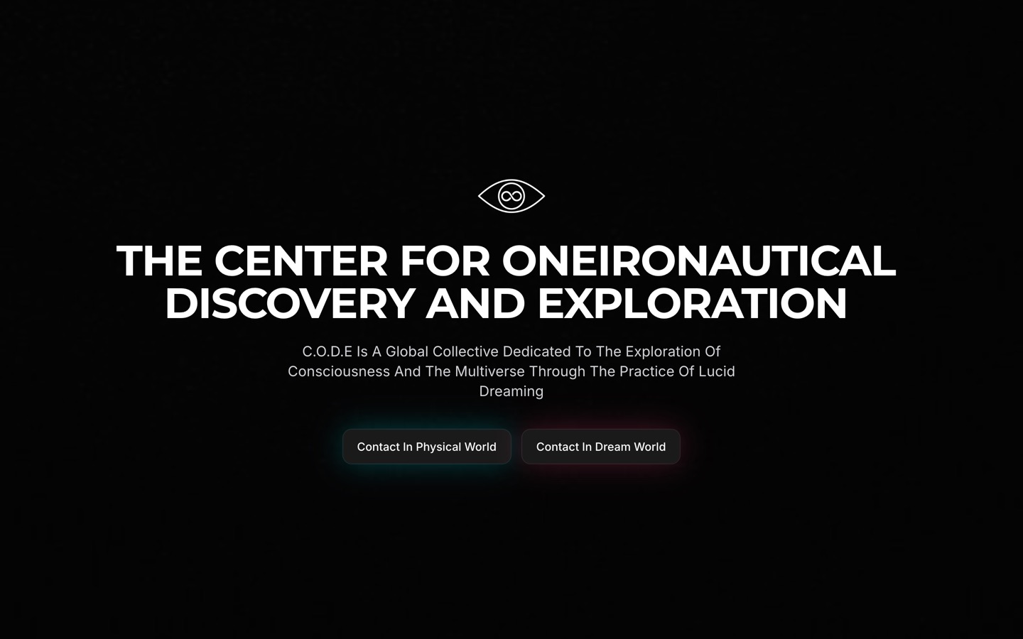 C.O.D.E, Lucid-dreaming collective: home page screenshot