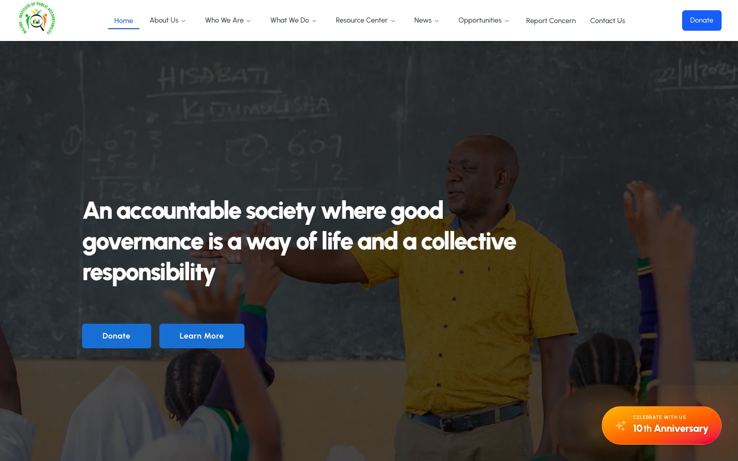 WAJIBU Institute, Website, design and development: home page screenshot